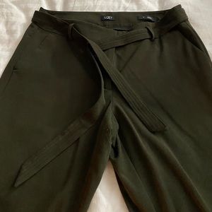 Loft Marisa cropped olive army green pants w/ belt